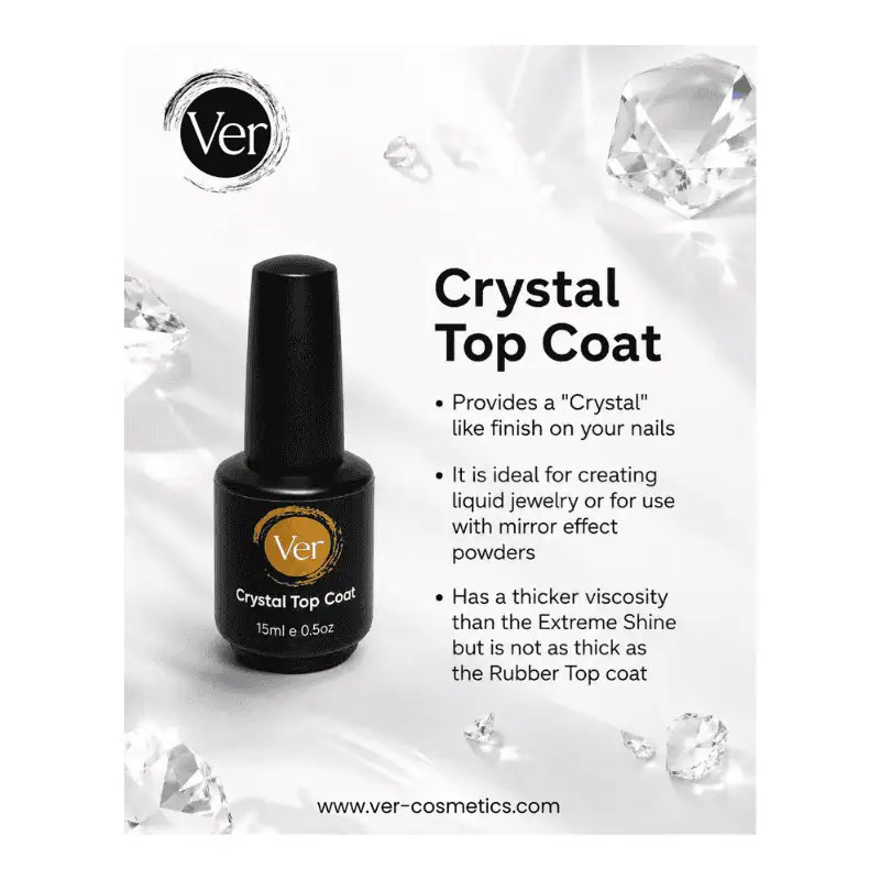 VER Crystal Top Coat no-wipe high gloss gel bottle - professional nail supplies Lebanon