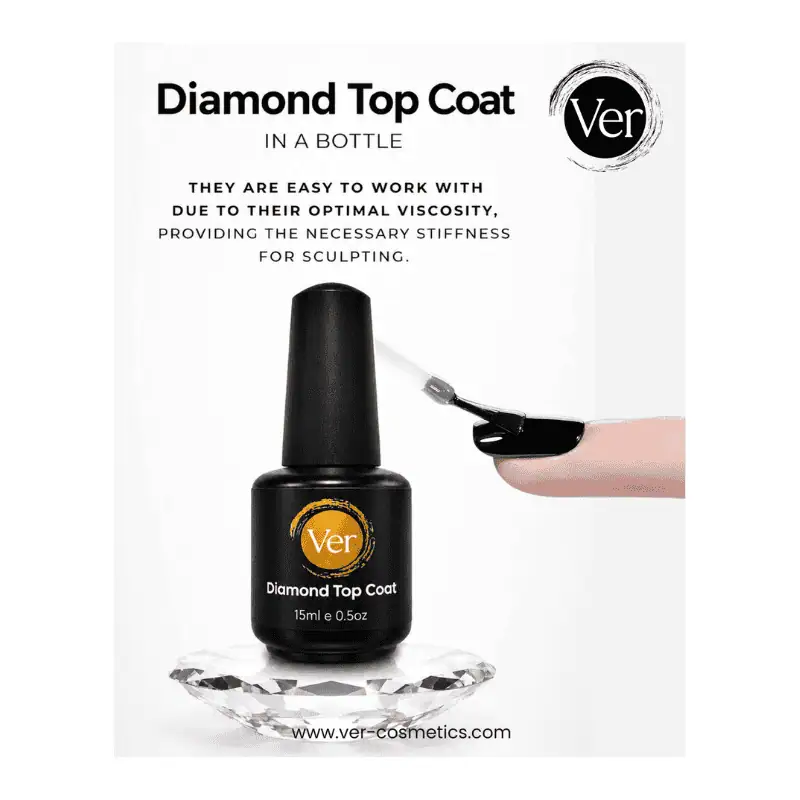 VER Diamond Top Coat scratch-resistant no-wipe gel bottle - nail supplies Lebanon