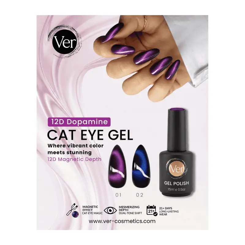 Ver Cosmetics 12D Dopamine Cat Eye Gel vibrant color magnetic polish for sale in Lebanon
